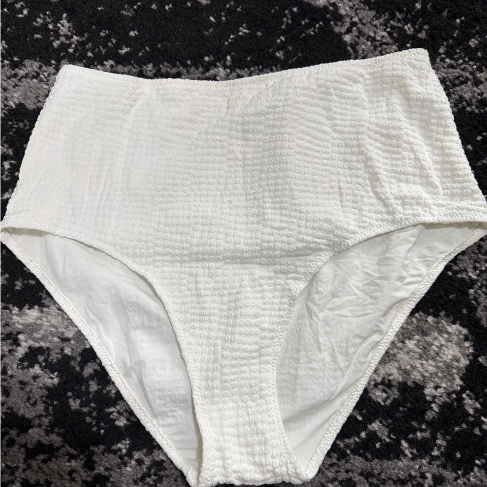 Aerie White Textured High-Waisted Bikini Bottom